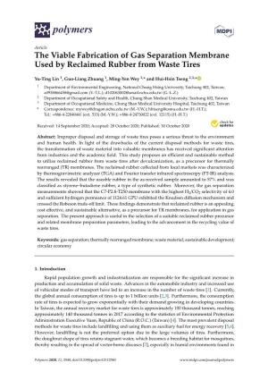 The Viable Fabrication of Gas Separation Membrane Used by Reclaimed Rubber from Waste Tires