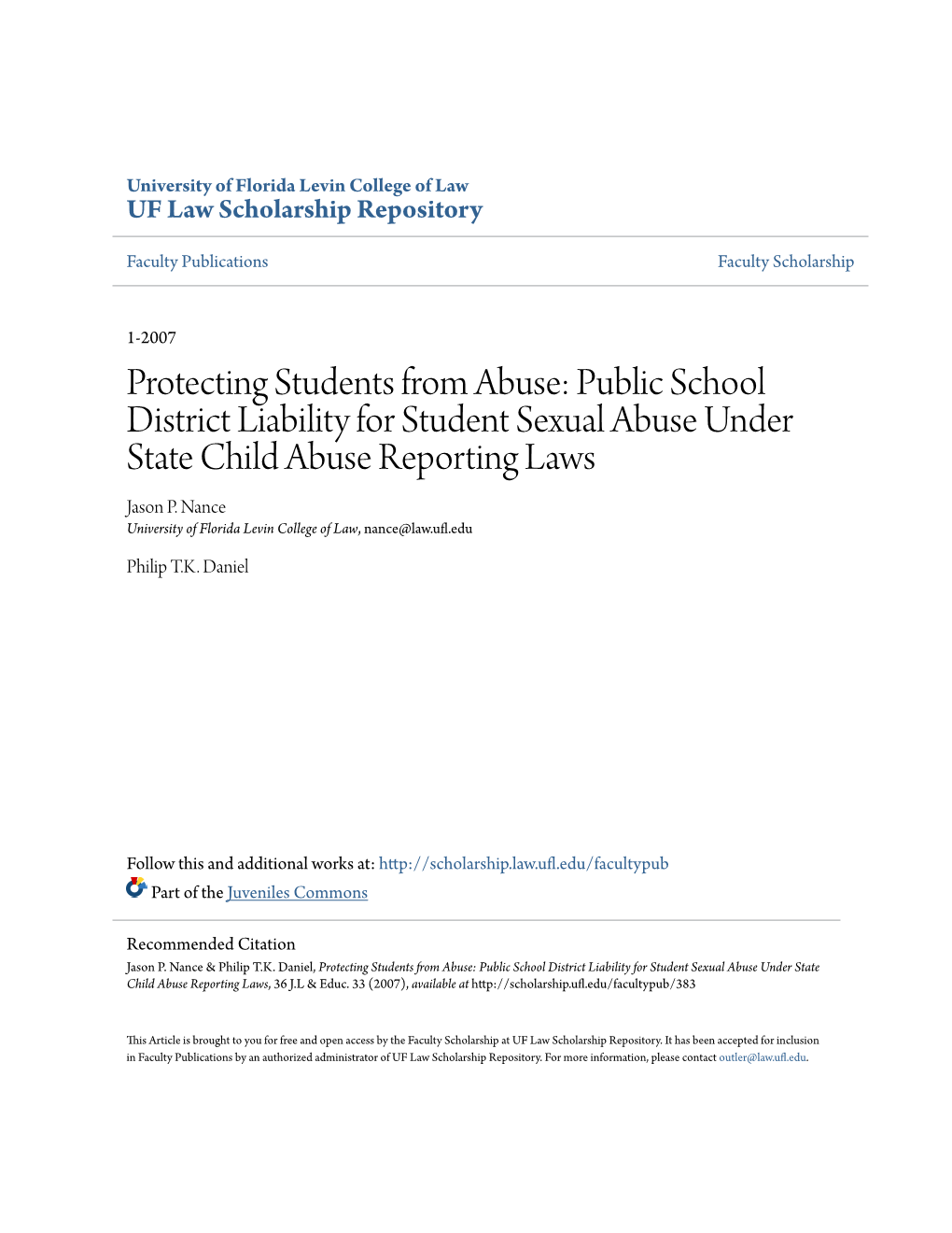 Public School District Liability for Student Sexual Abuse Under State Child Abuse Reporting Laws Jason P