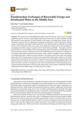 Transboundary Exchanges of Renewable Energy and Desalinated Water in the Middle East