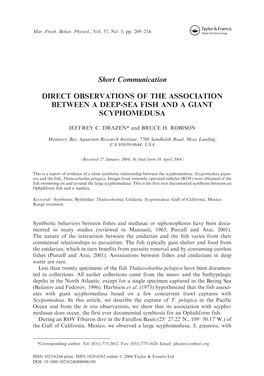 Short Communication DIRECT OBSERVATIONS of THE