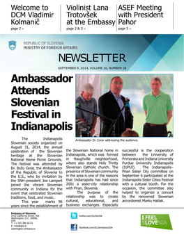 NEWSLETTER Ambassador Attends Slovenian Festival in Indianapolis