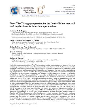 Ar Age Progression for the Louisville Hot Spot Trail and Implications for Inter–Hot Spot Motion
