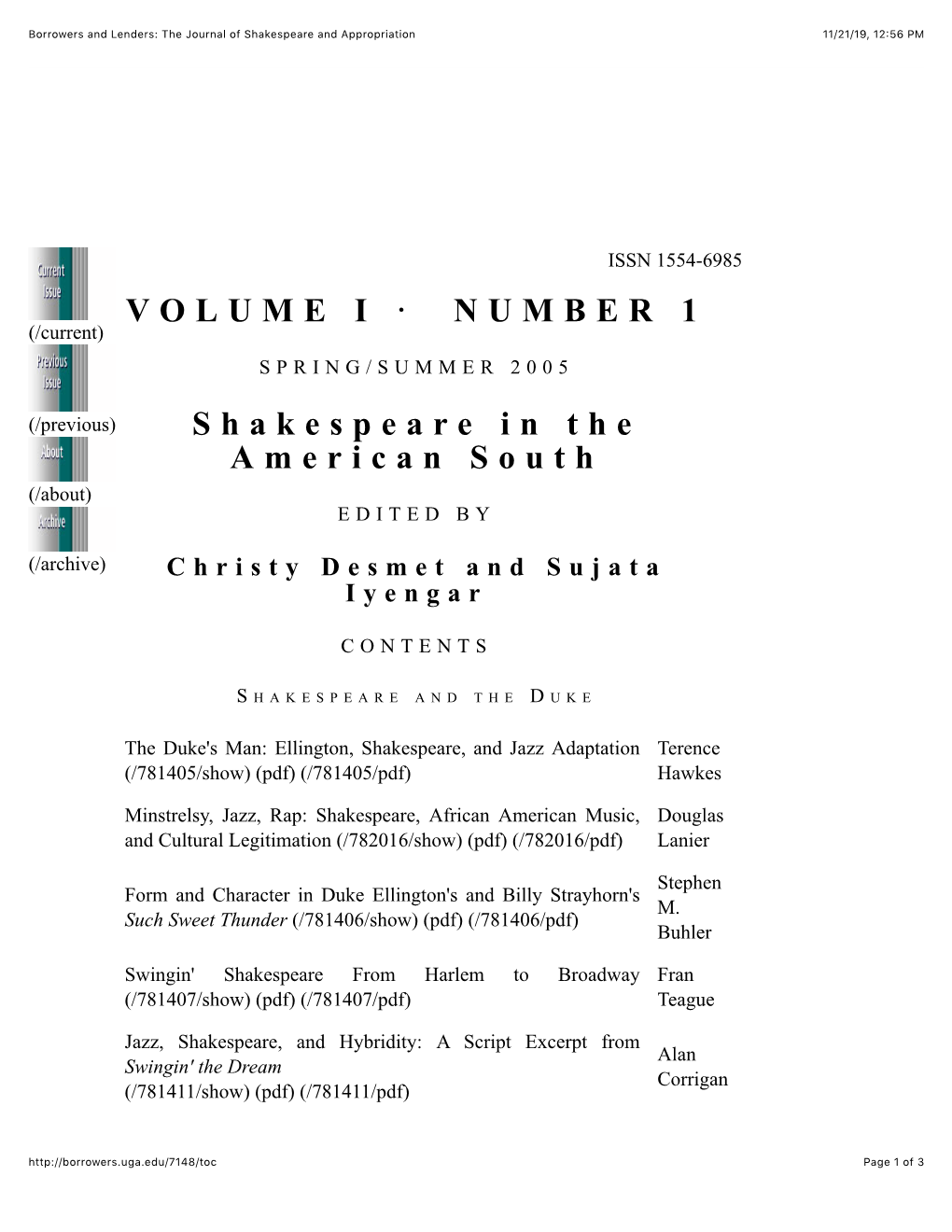 The Journal of Shakespeare and Appropriation 11/21/19, 12'56 PM