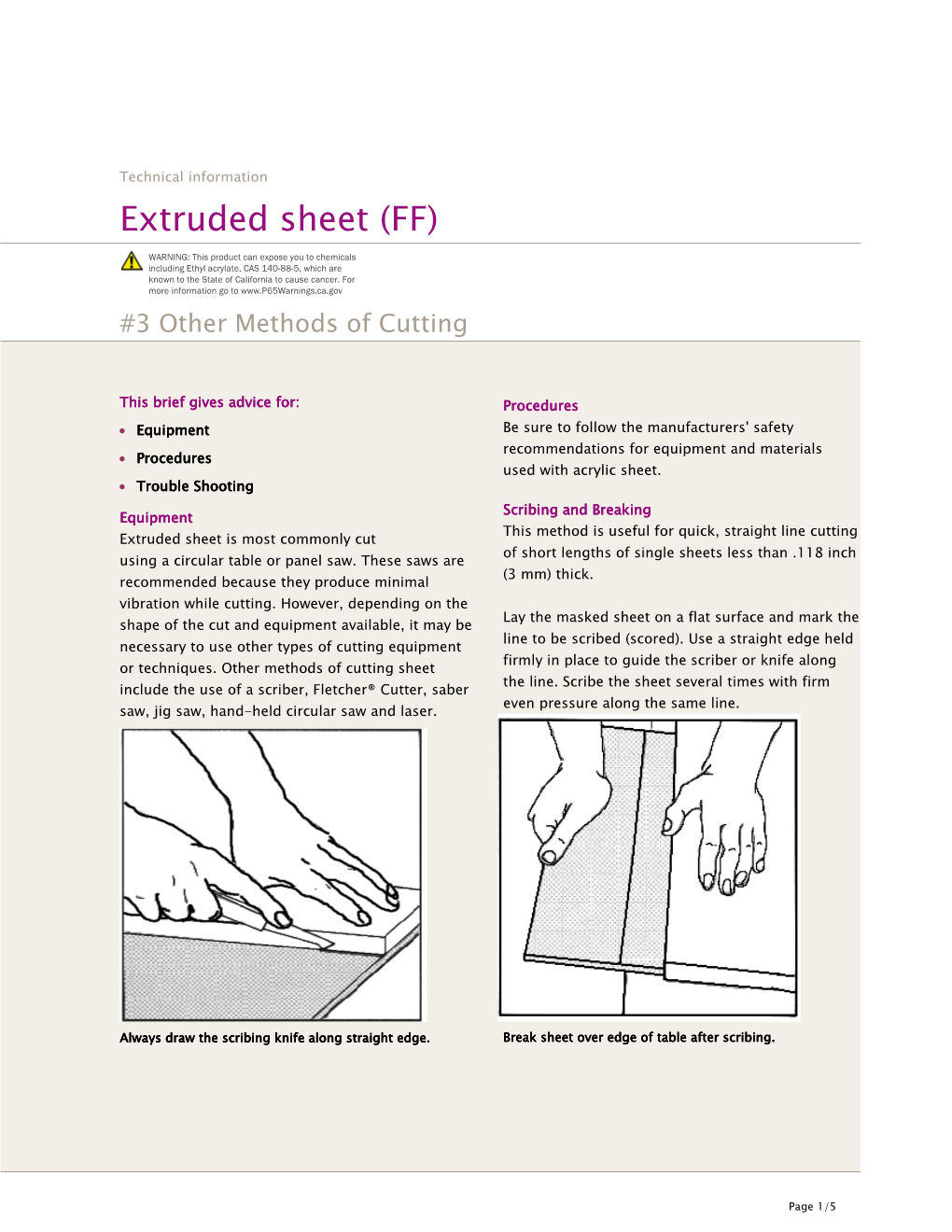 Cutting Extruded Acrylic Sheet