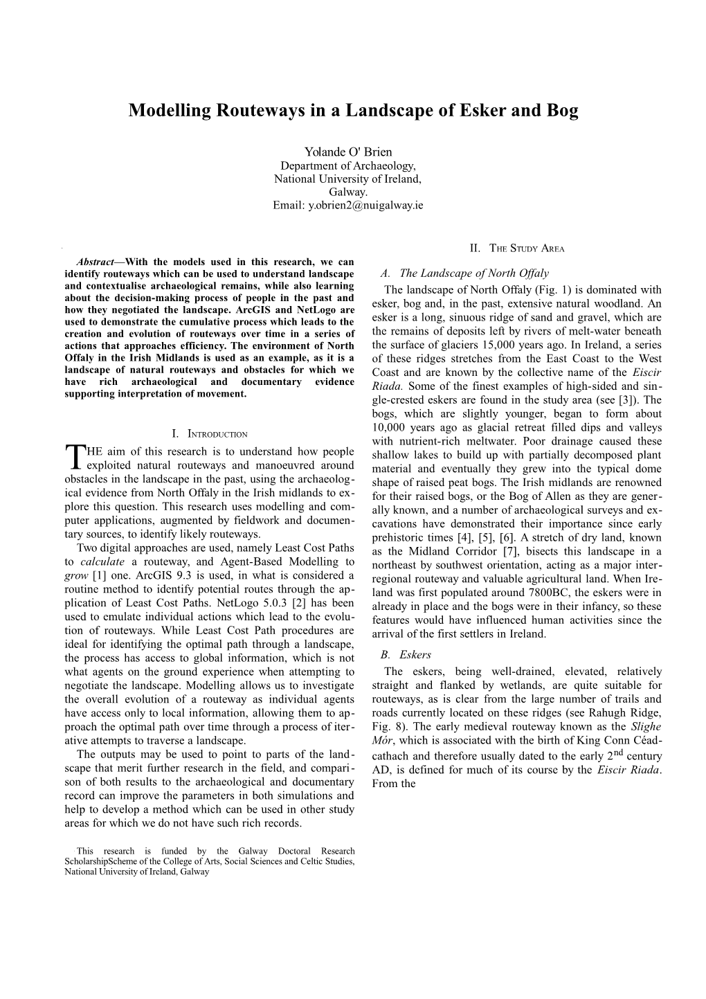 Modelling Routeways in a Landscape of Esker and Bog