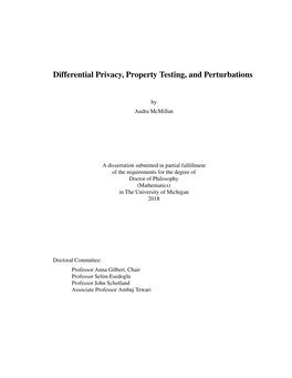 Differential Privacy, Property Testing, and Perturbations