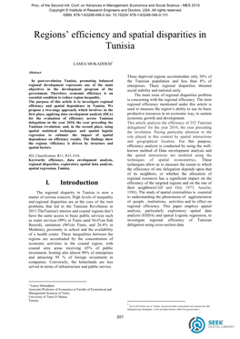 Regions' Efficiency and Spatial Disparities in Tunisia