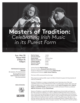 Masters of Tradition: Celebrating Irish Music in Its Purest Form