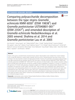 Comparing Polysaccharide Decomposition Between the Type Strains Gramella Echinicola KMM 6050T (DSM 19838T) and Gramella Portivic