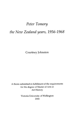 Peter Tomory the Lrjew Zealand Uearsl 1955-1968