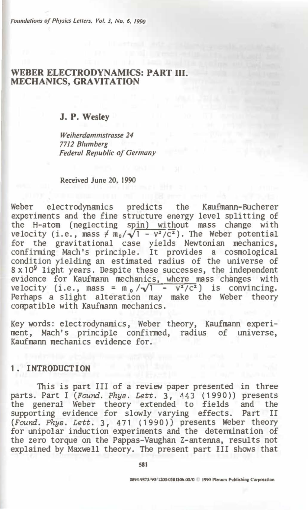 Weber Electrodynamics: Part Iii