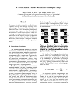 A Spatial Median Filter for Noise Removal in Digital Images