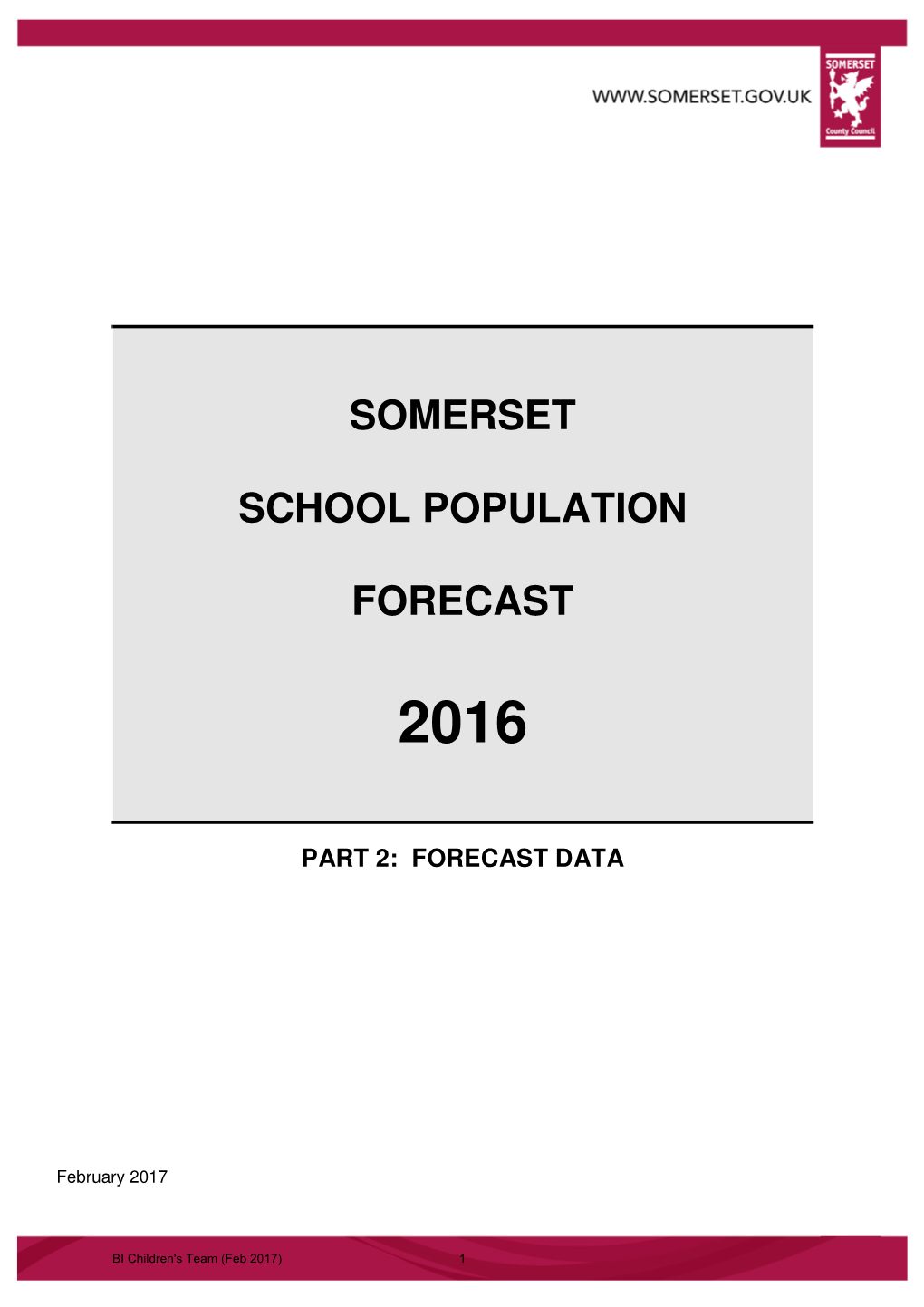 Somerset School Population Forecast