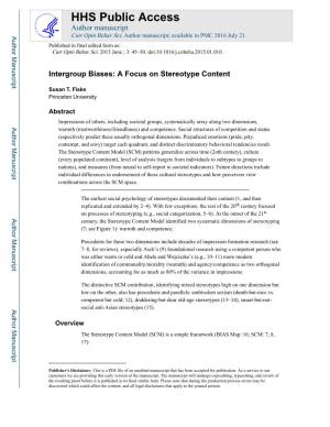 Intergroup Biases: a Focus on Stereotype Content