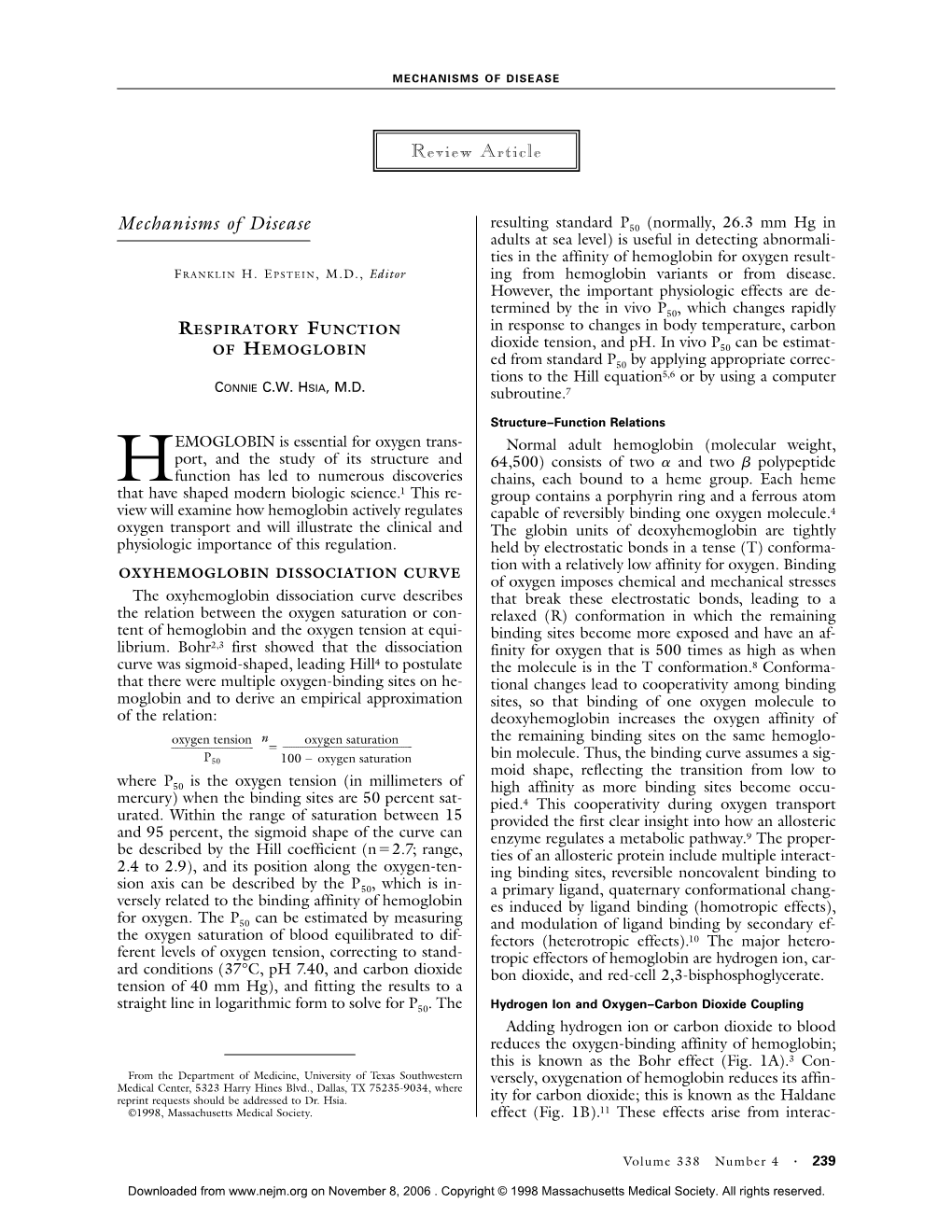 012298 Respiratory Function of Hemoglobin