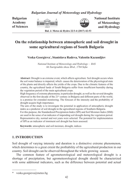 On the Relationship Between Atmospheric and Soil Drought in Some Agricultural Regions of South Bulgaria