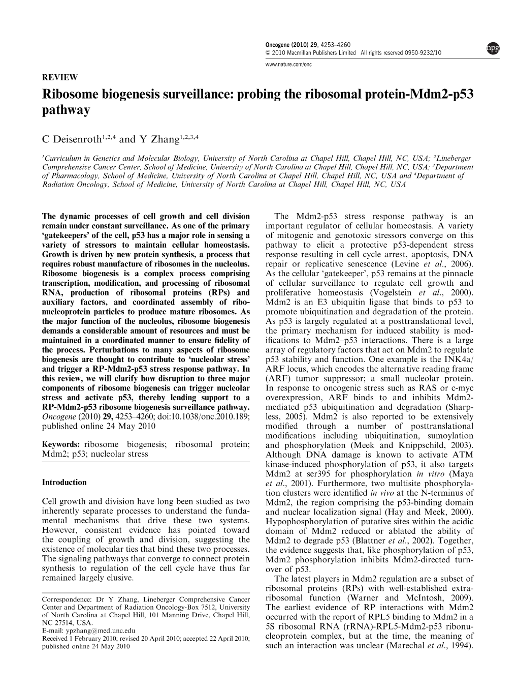 Probing the Ribosomal Protein-Mdm2-P53 Pathway