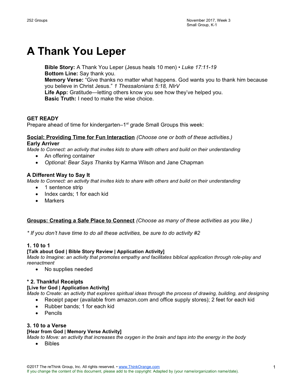 Bible Story: a Thank You Leper (Jesus Heals 10 Men) Luke 17:11-19