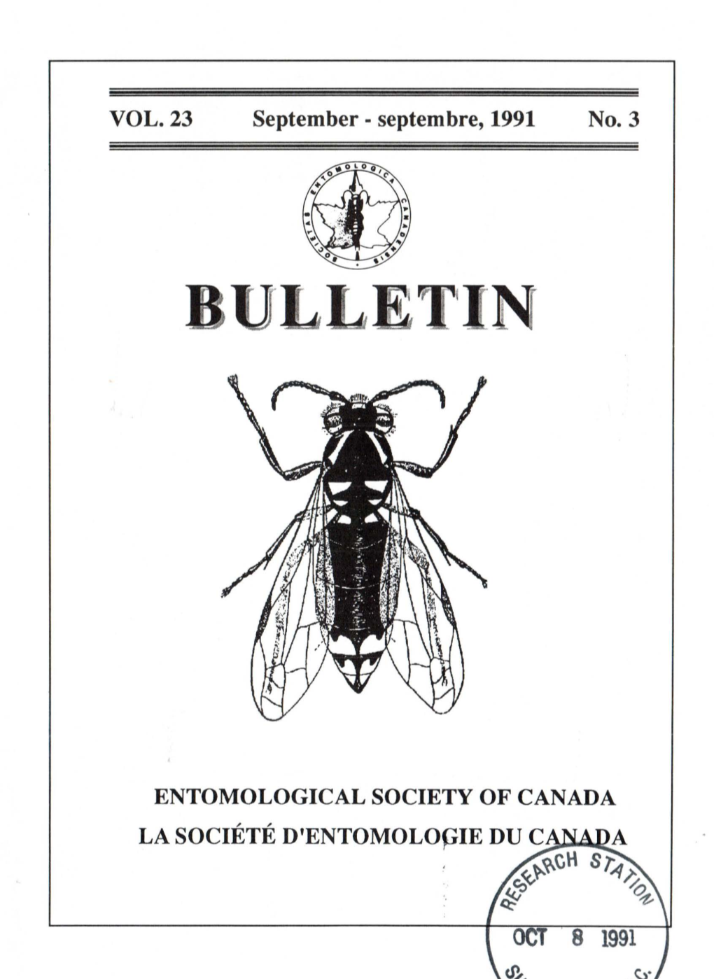 VOL. 23 September- Septembre, 1991 3 ENTOMOLOGICAL SOCIETY OF