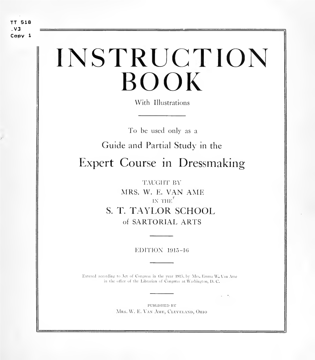 Instruction Book ... to Be Used Only As a Guide and Partial Study in The