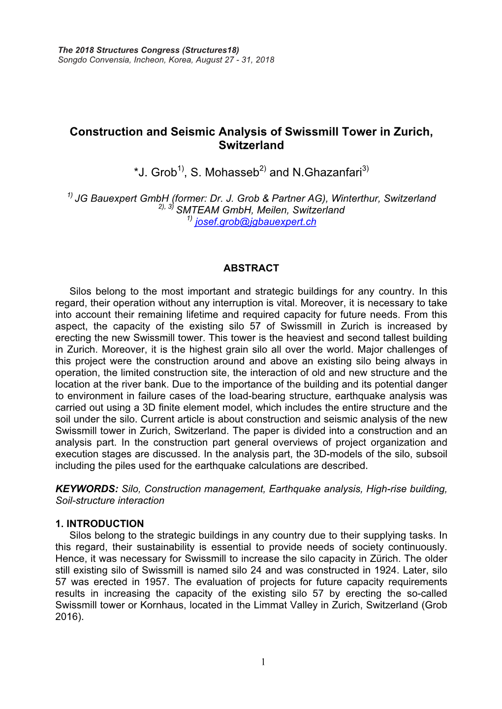 Construction and Seismic Analysis of Swissmill Tower in Zurich, Switzerland