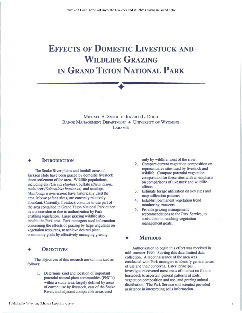 Effects of Domestic Livestock and Wildlife Grazing in Grand Teton