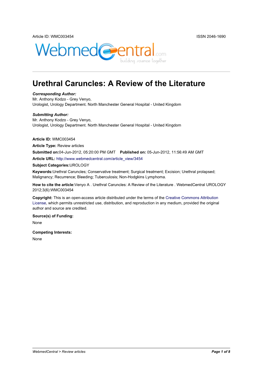 Urethral Caruncles: a Review of the Literature