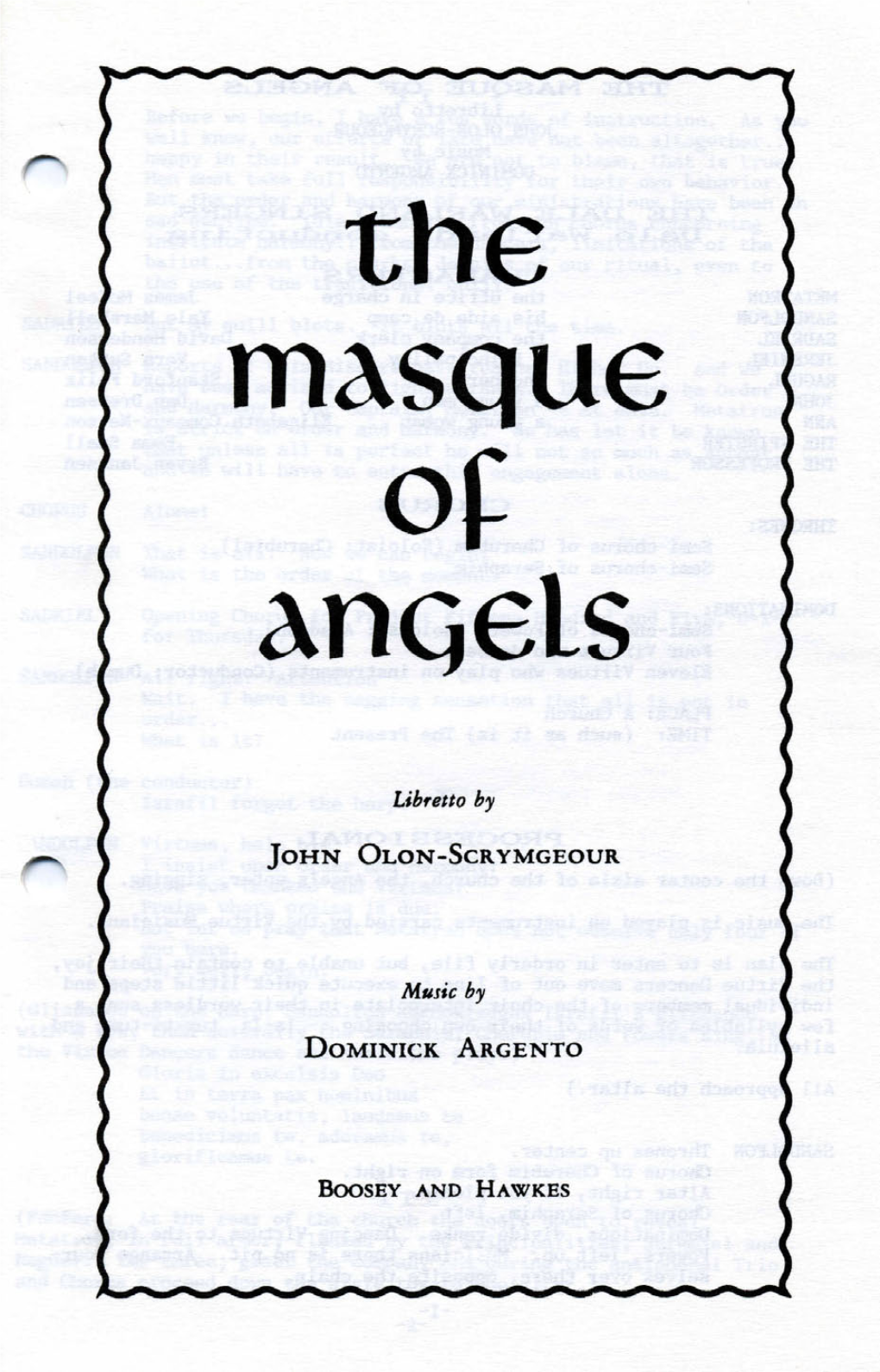 The Masque of Angels, November 2, 1987, Ordway Music Theatre