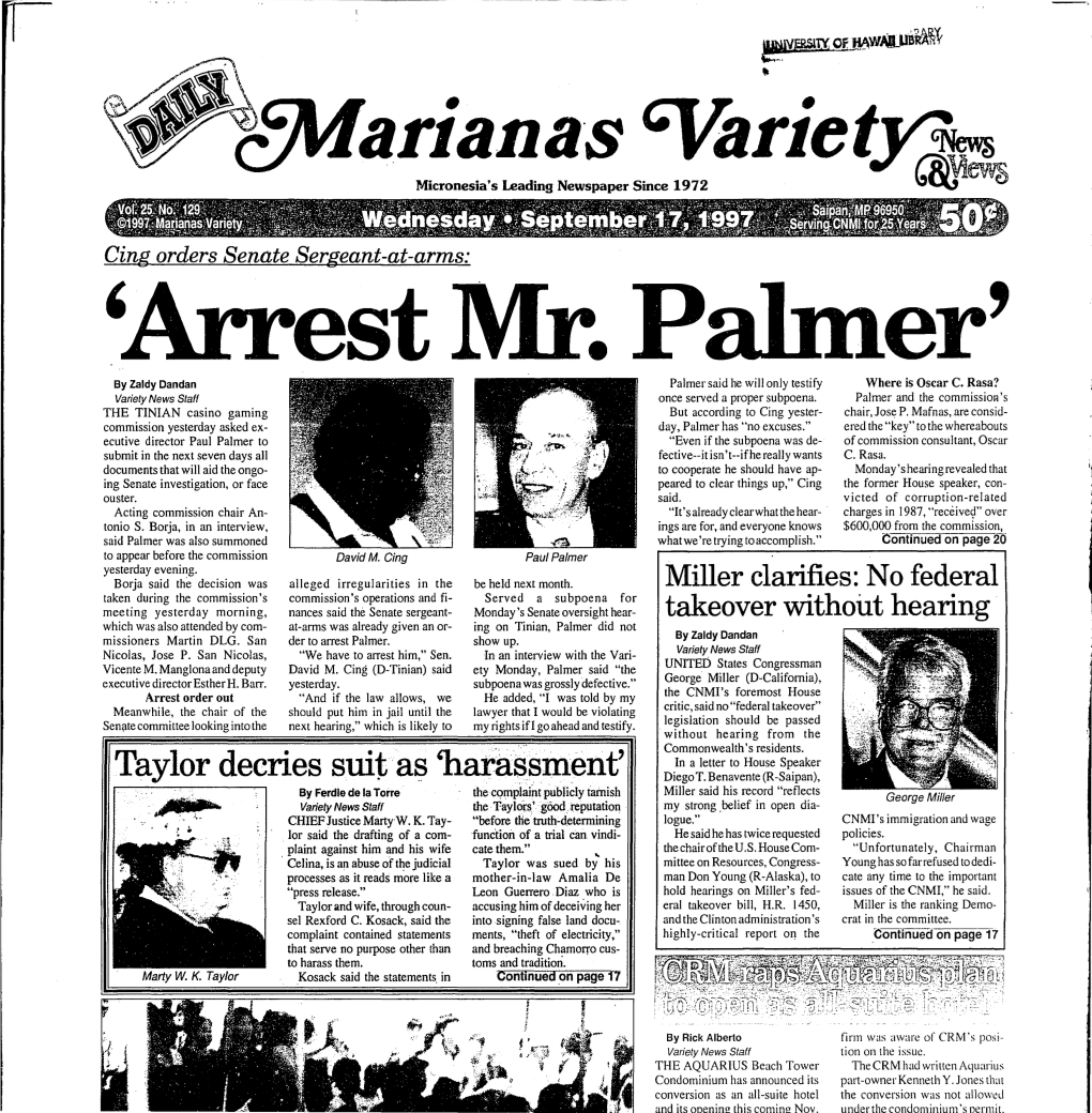 Ariana·S ~Riety;;~ Micronesia's Leading Newspaper Since 1972 ~ ~