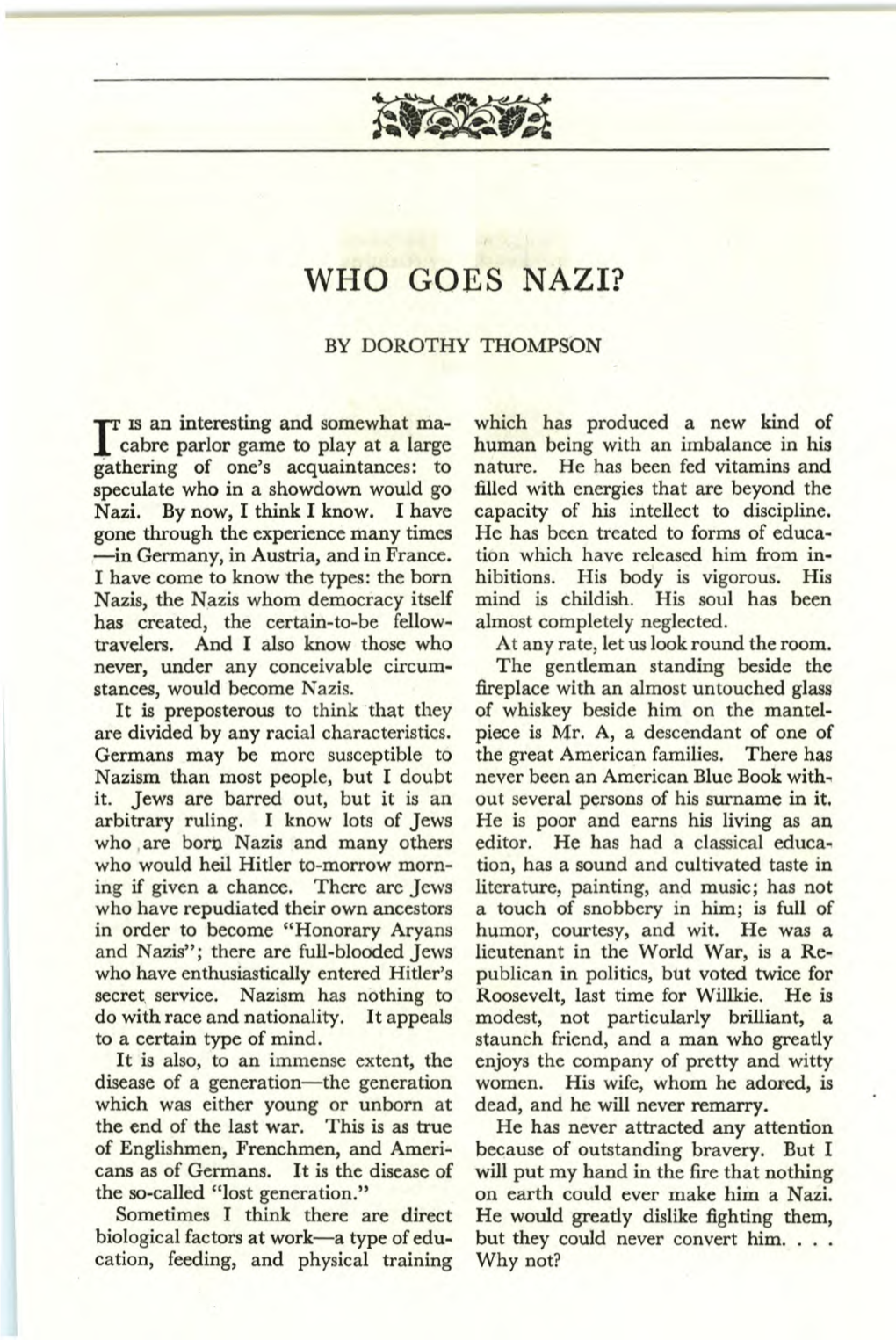 Who Goes Nazi?