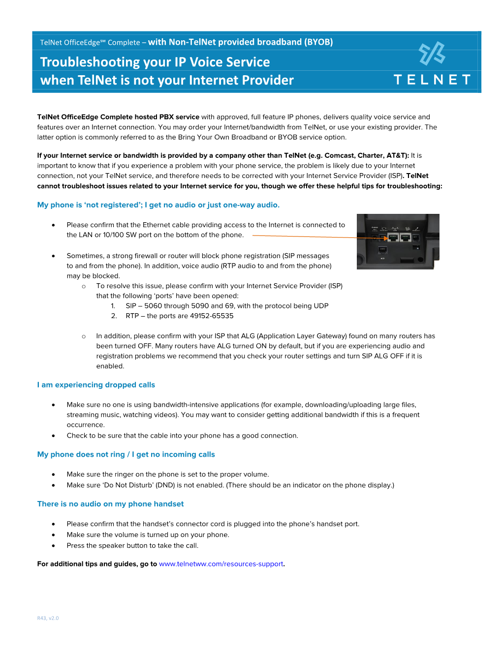 Troubleshooting Your IP Voice Service When Telnet Is Not Your Internet Provider