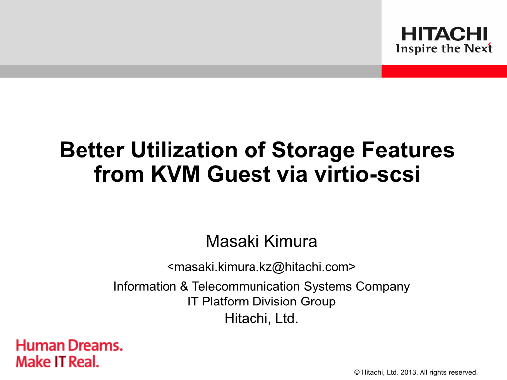 Better Utilization of Storage Features from KVM Guest Via Virtio-Scsi