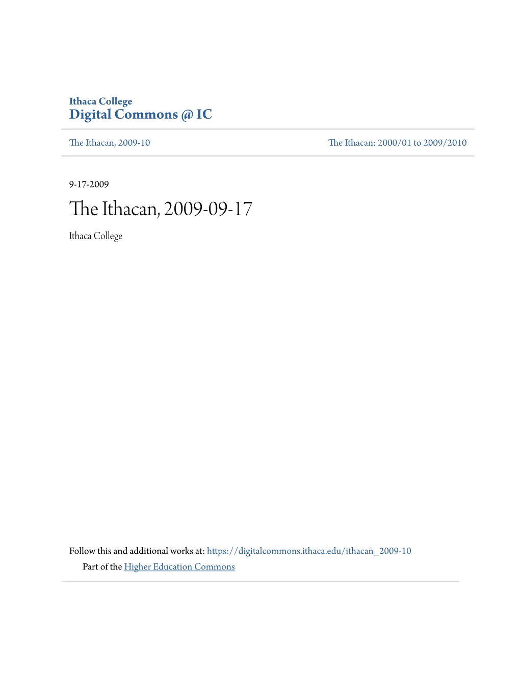 The Ithacan, 2009-09-17