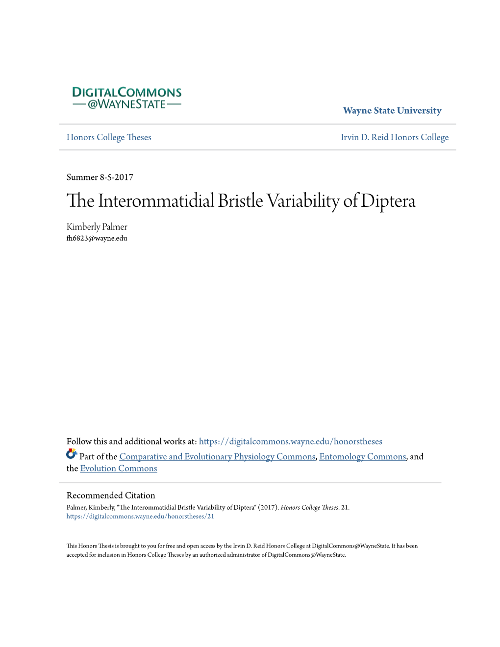 The Interommatidial Bristle Variability of Diptera ​