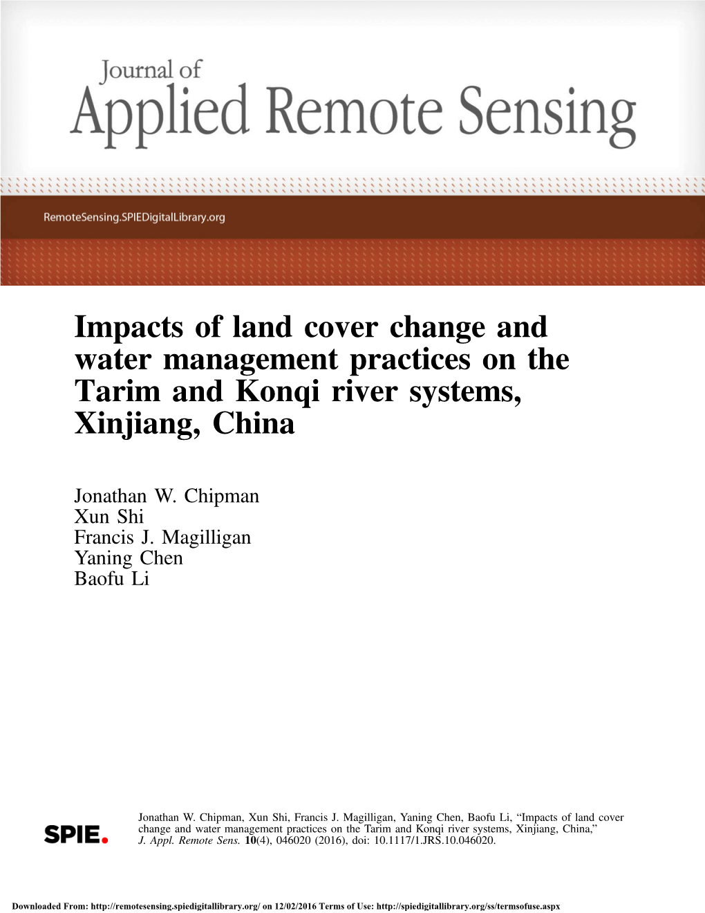 Impacts of Land Cover Change and Water Management Practices on the Tarim and Konqi River Systems, Xinjiang, China