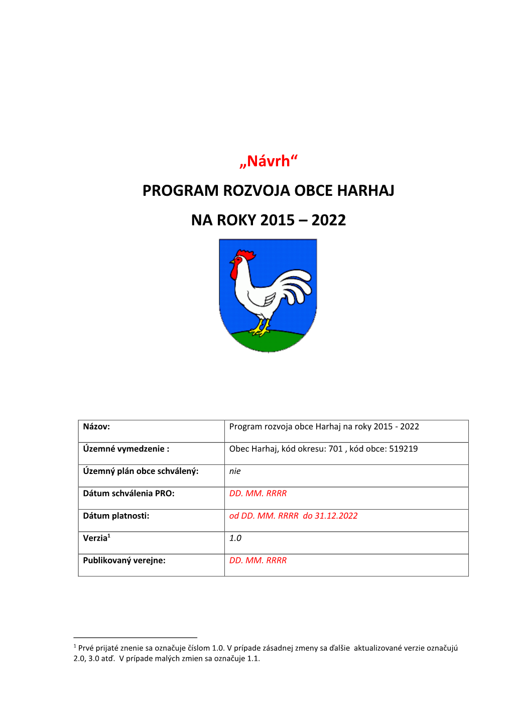 Program Rozvoja Obce Harhaj Na Roky 2015 – 2022