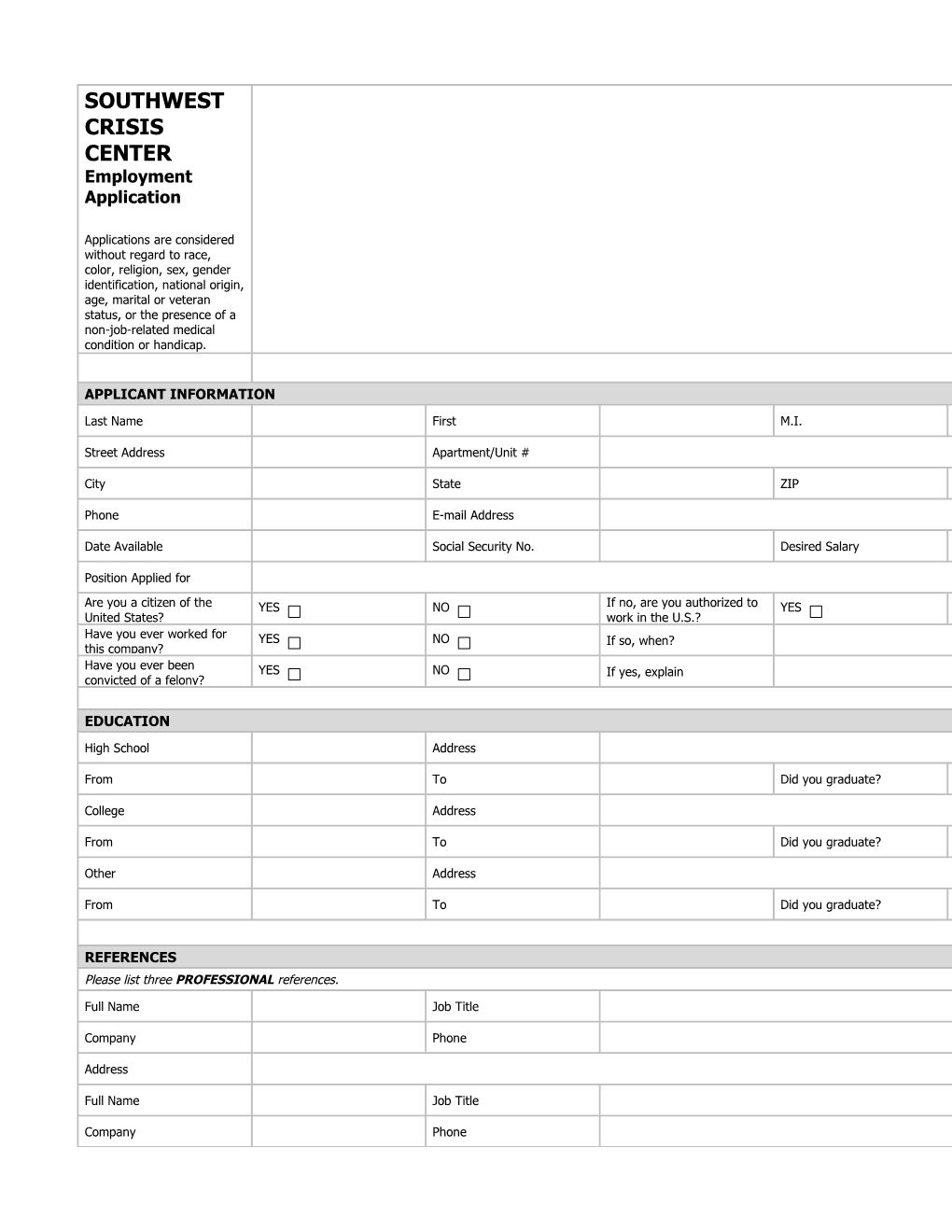 Employment Application (2-Pp.) s8