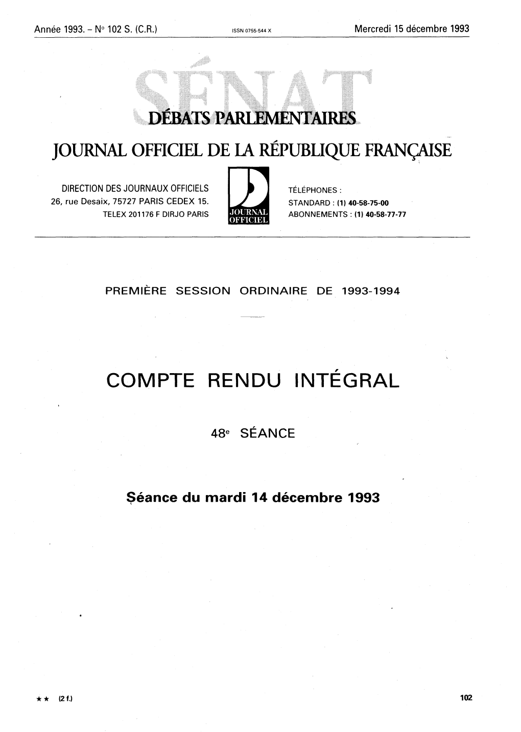 Mardi 14 Décembre 1993