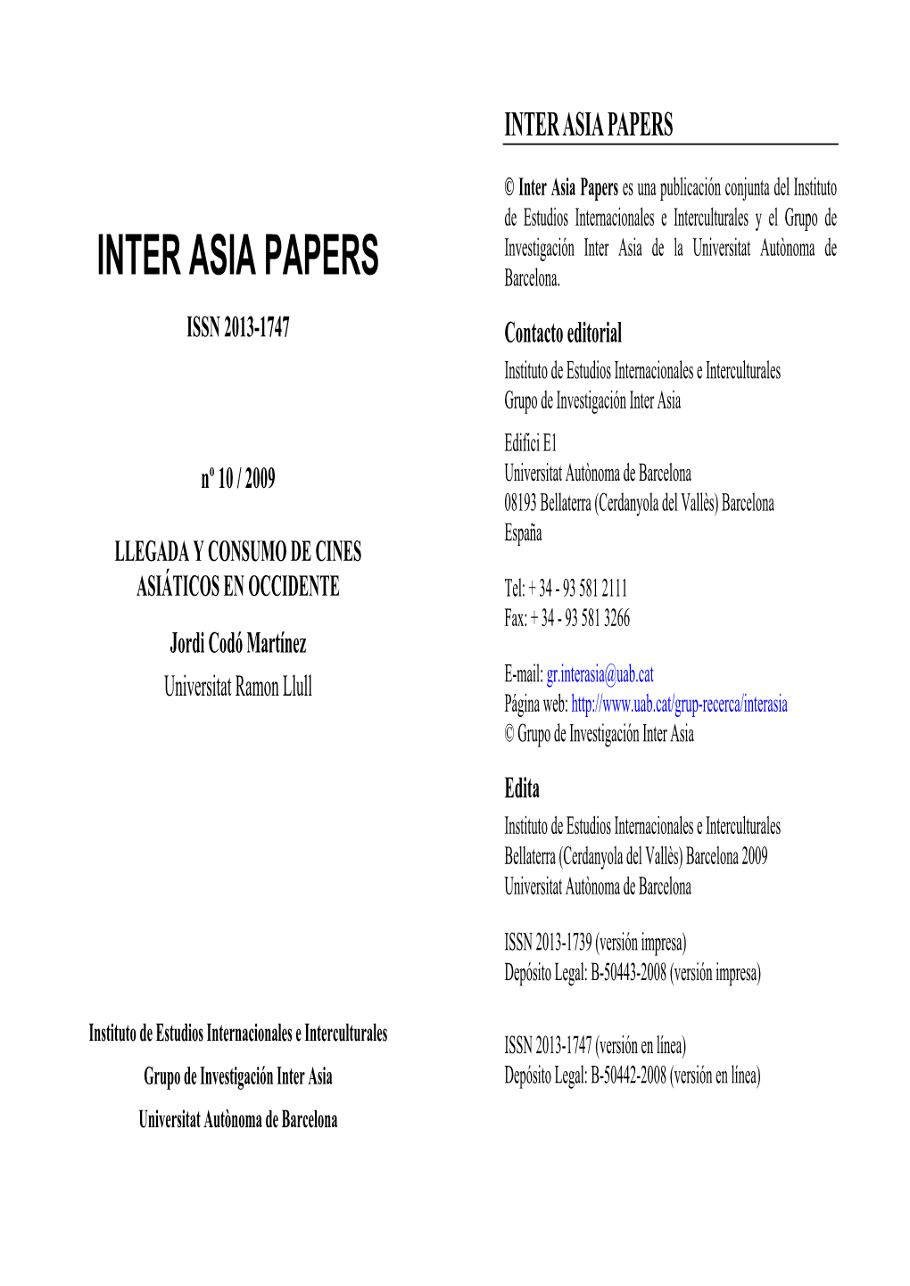 Inter Asia Papers