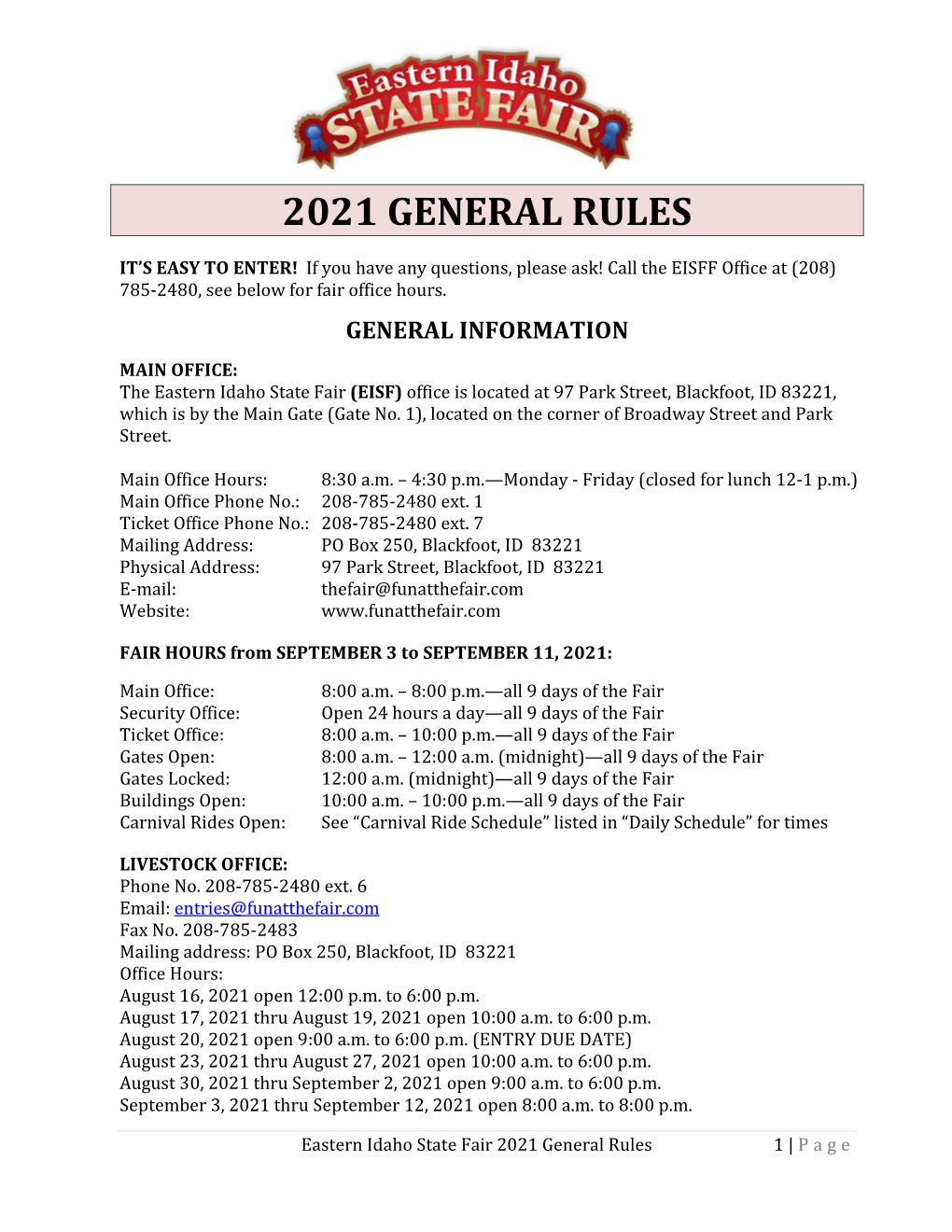 2021 General Rules