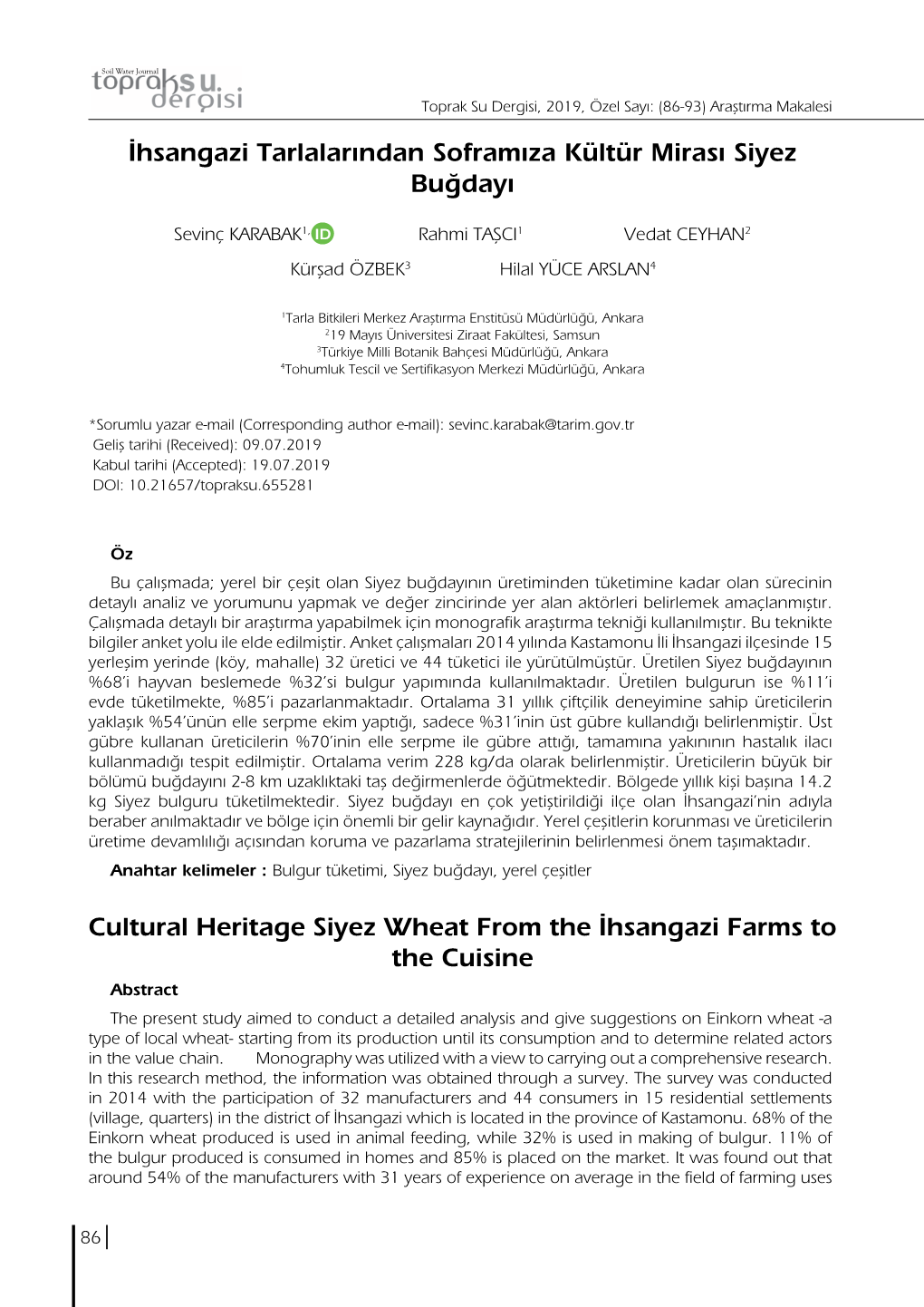 İhsangazi Tarlalarından Soframıza Kültür Mirası Siyez Buğdayı Cultural
