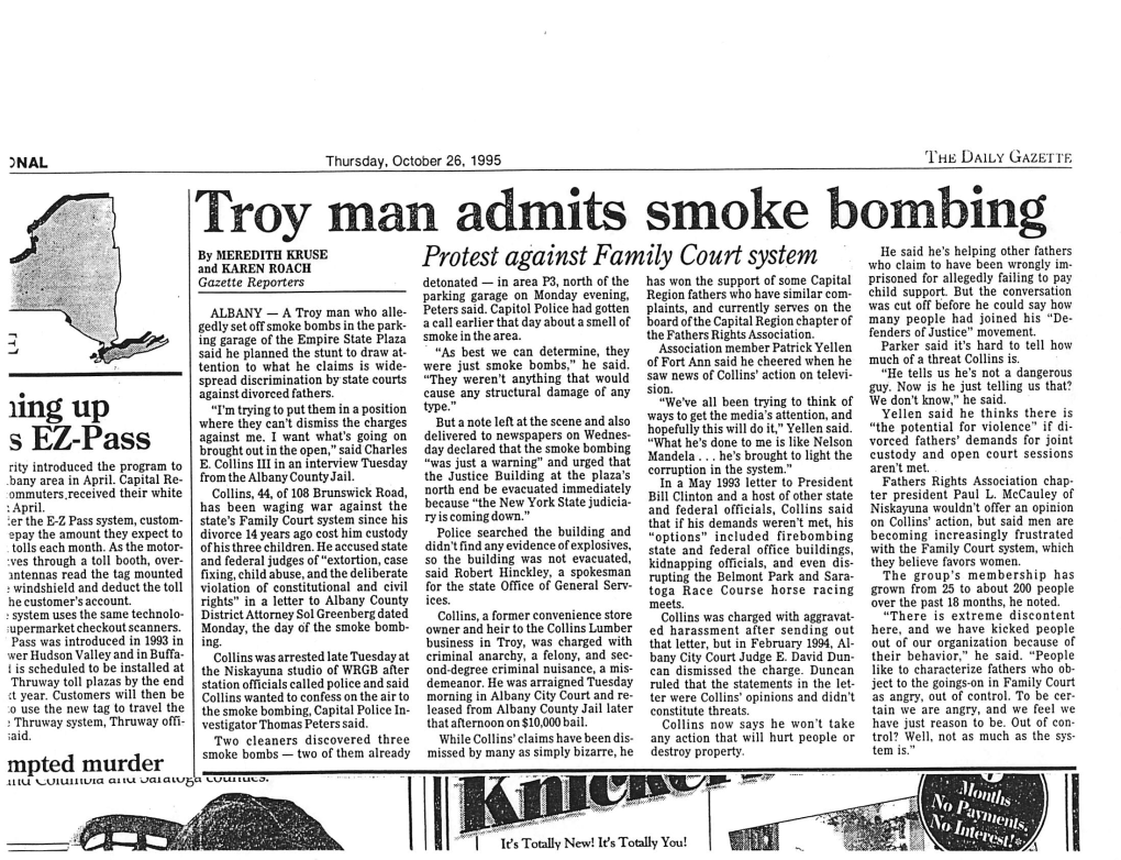 Troy Man Admits Smoke Bombing