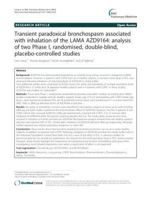 Transient Paradoxical Bronchospasm Associated with Inhalation of The