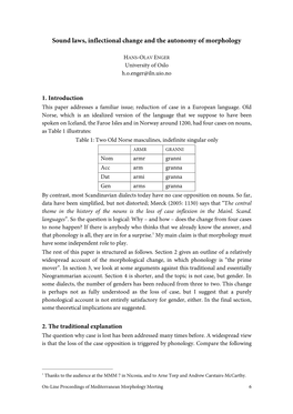 Sound Laws, Inflectional Change and the Autonomy of Morphology