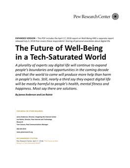 The Future of Well-‐Being in a Tech-‐Saturated World