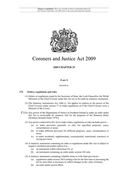 Coroners and Justice Act 2009, Part 9