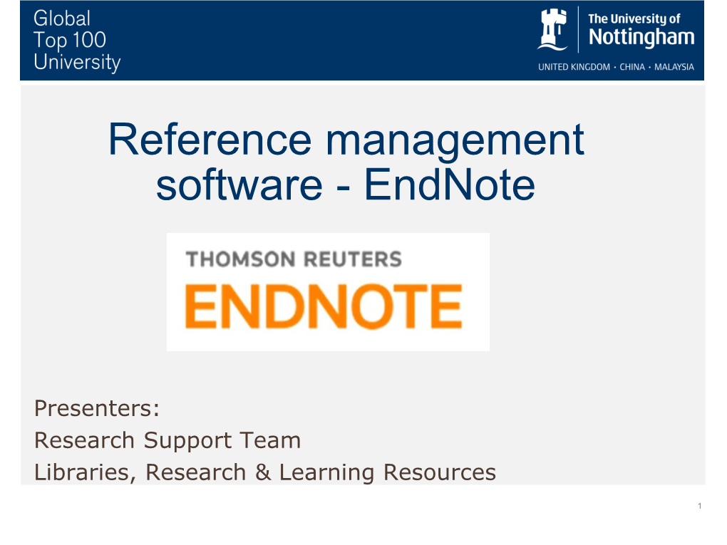 Reference Management Software - Endnote