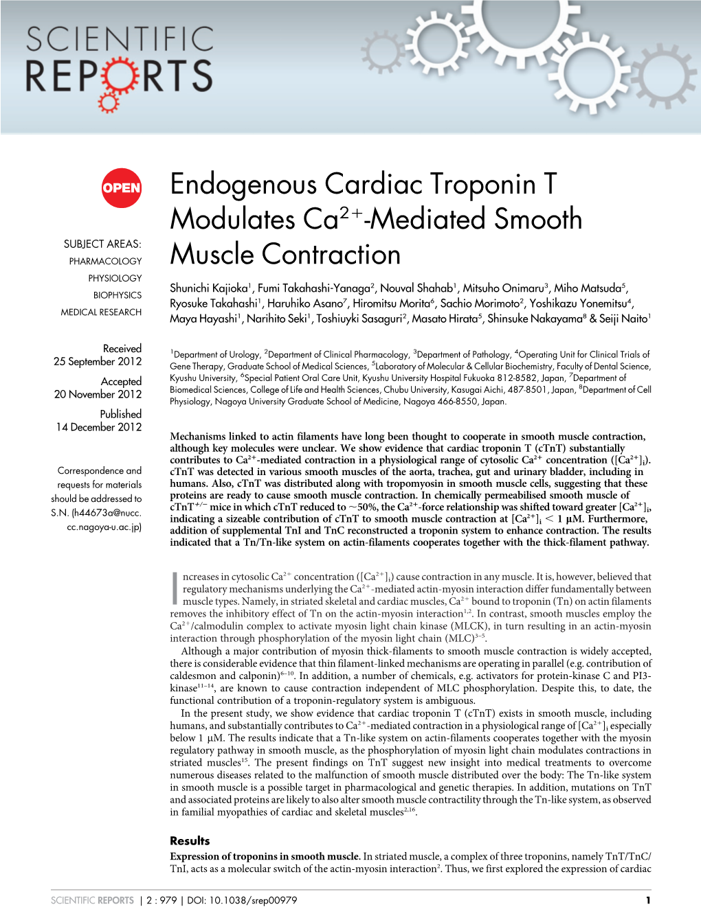 Endogenous Cardiac Troponin T Modulates Ca21-Mediated Smooth