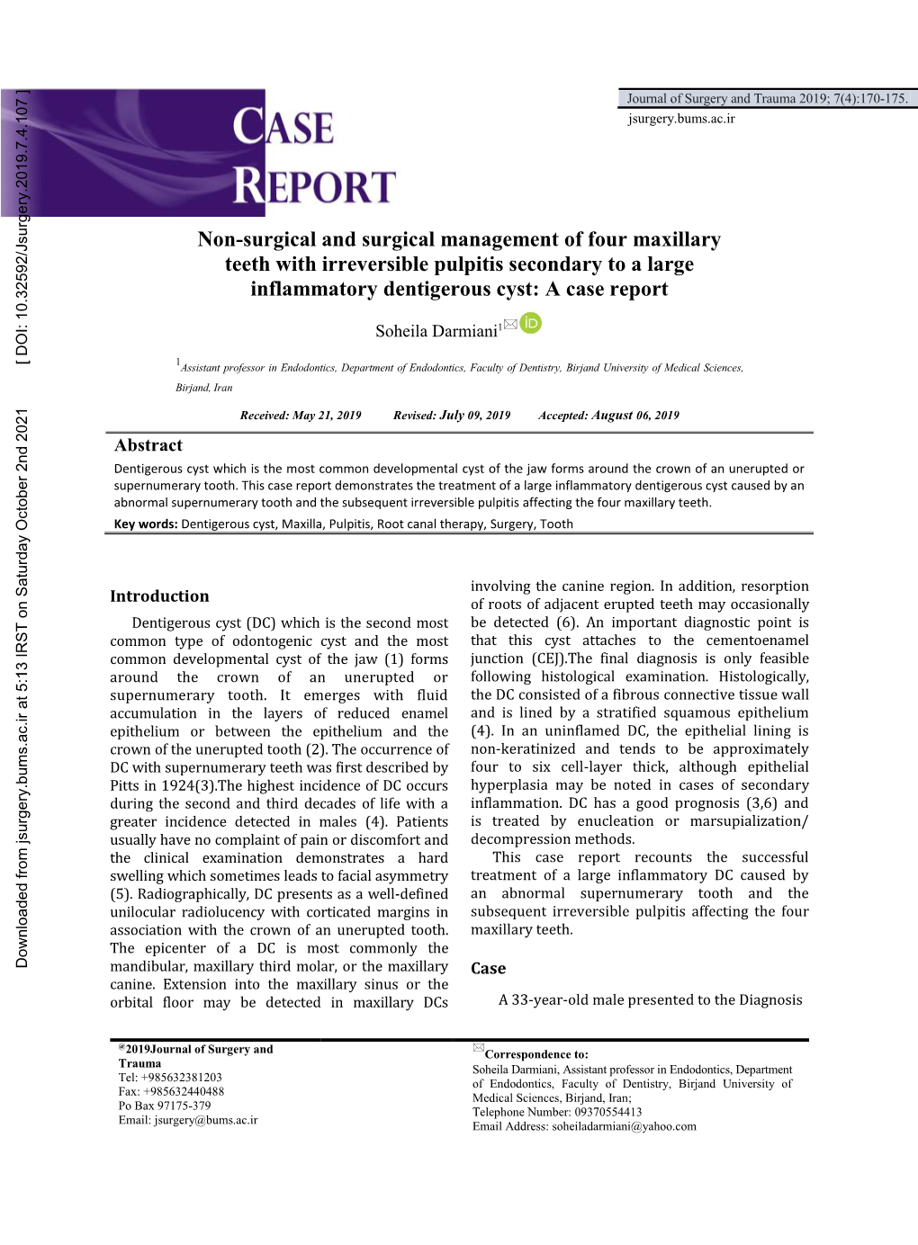 Non-Surgical and Surgical Management of Four Maxillary Teeth