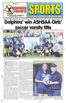 Dolphins' Win ASHSAA Girls' Soccer Varsity Title